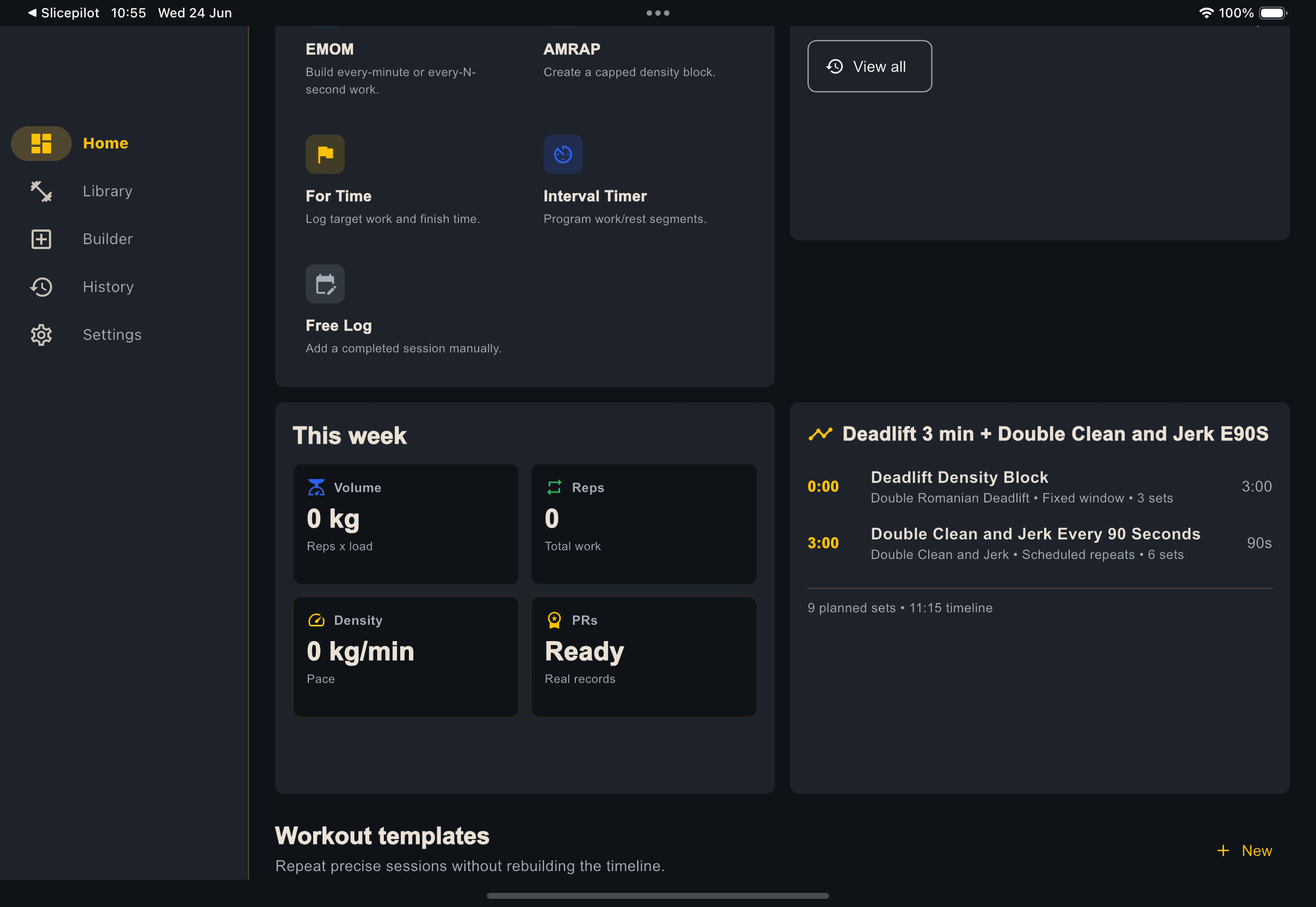 iPad training dashboard
